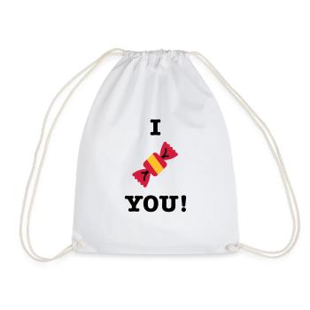 I love you Bonbon Süßigkeiten Süßigkeit Spruch - Turnbeutel - Weiß - Vorne