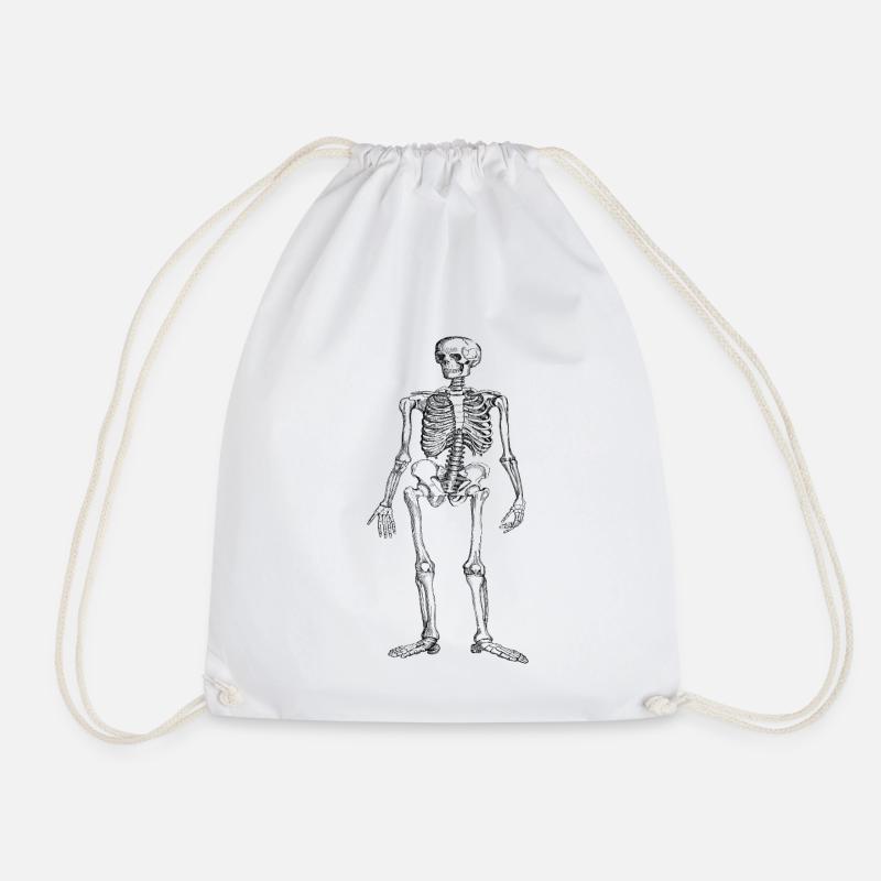 Skeletal vintage - Drawstring Bag - white