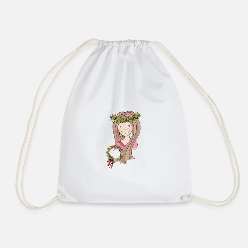 blumenmaedchen_braun - Turnbeutel - Weiß