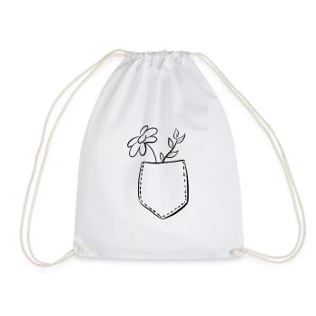 Tasche Blumen pflanzen Zeichnung Scribble - Turnbeutel - Weiß - Vorne
