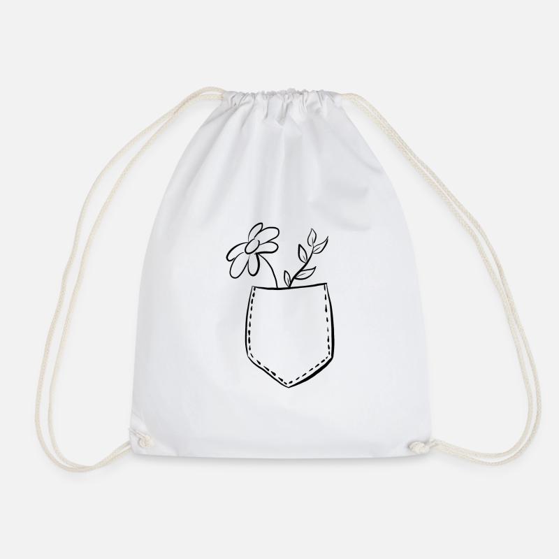Tasche Blumen pflanzen Zeichnung Scribble - Turnbeutel - Weiß