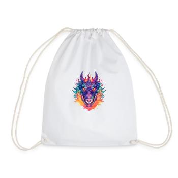 Dragon Watercolor - Drawstring Bag - white - Front
