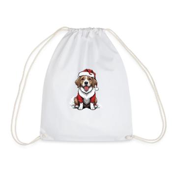 Santa Dog Santa Claus Dog Gift - Drawstring Bag - white - Front