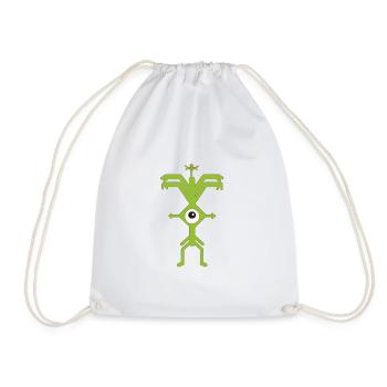 Party Man One-Eyed Psyclops in Green White - Drawstring Bag - white - Front