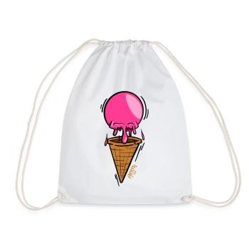 Glace rose qui fond au cornet de gaufre - Sac de sport léger - blanc - Devant