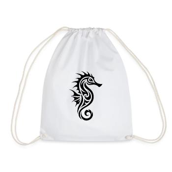 Kleines Vintage Tribal Tattoo Seepferdchen - Turnbeutel - Weiß - Vorne