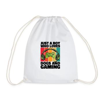 Gamer and Dogs: Video Games and Canine Loyalty - Drawstring Bag - white - Front