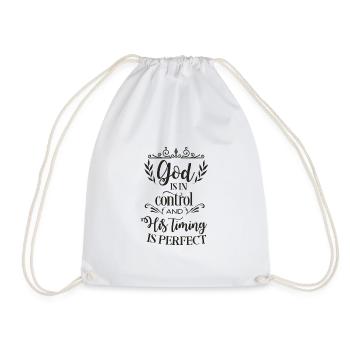 Jesus Shirt - God is in control - Spruch - Turnbeutel - Weiß - Vorne