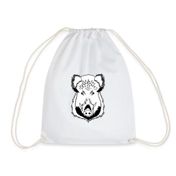 Tête de sanglier noir et blanc - Sac de sport léger - blanc - Devant
