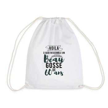 60 ans homme, beau gosse, cadeau - Sac de sport léger - blanc - Devant