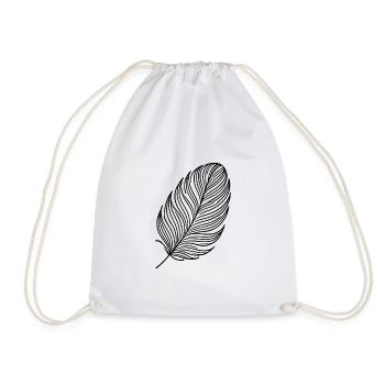 Line Feather - Drawstring Bag - white - Front