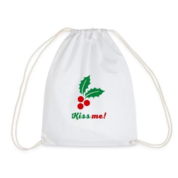 Kiss me - Weihnachtsdesign mit Mistel - Turnbeutel - Weiß - Vorne