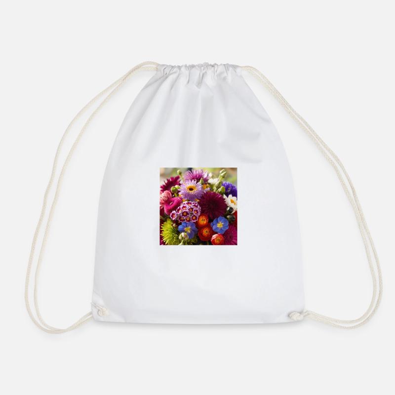 Flowers - Drawstring Bag - white