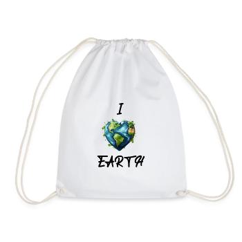 I Love Earth - Drawstring Bag - white - Front