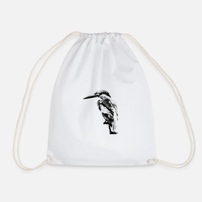 Kingfisher - Drawstring Bag - white