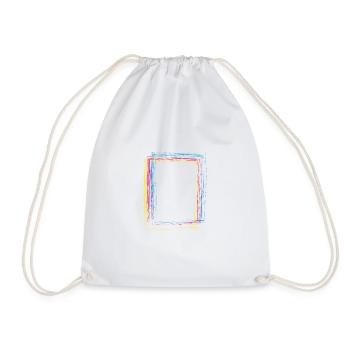 Frame Pattern Drawing - Drawstring Bag - white - Front