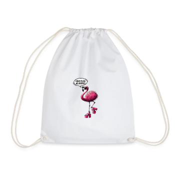 Bratitude Adjusted Flamingo Social Media Trend - Drawstring Bag - white - Front