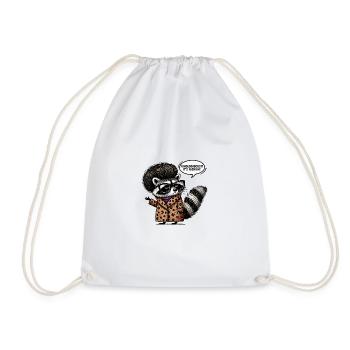 Stylish Raccoon Fuhgeddaboudit Fashion Humor - Drawstring Bag - white - Front