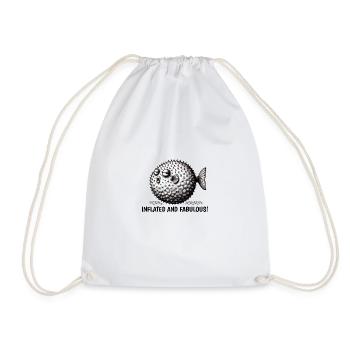 Inflated and Fabulous Pufferfish Humor Design - Drawstring Bag - white - Front