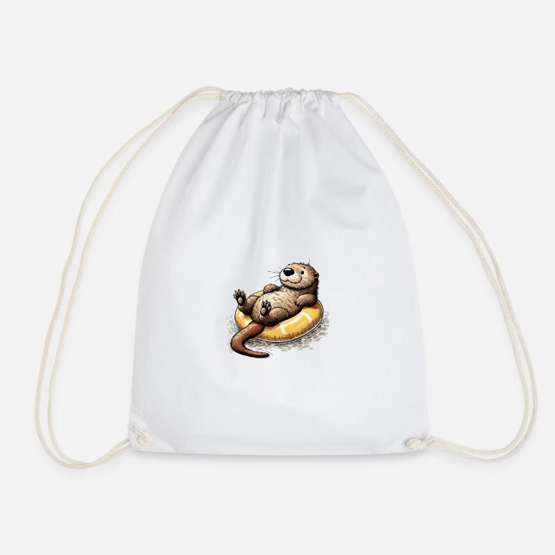 Playful Otter Floating Fun Summer Design - Turnbeutel - Weiß