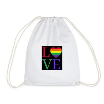 Rainbow Love Heart Pride Sticker - Turnbeutel - Weiß - Vorne