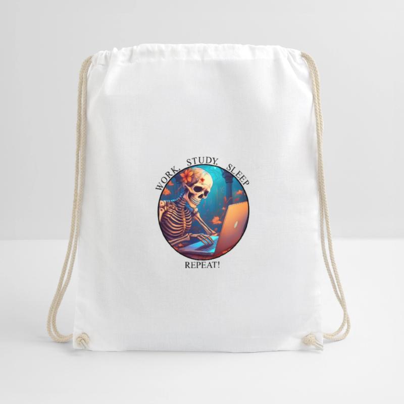 Work, Study, Sleep, Repeat! Drawstring Bag