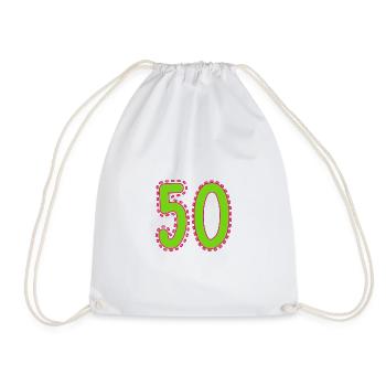 50. 50 YEARS. 50th ANNIVERSARY. 50 YEARS ANNIVERSARY. - Drawstring Bag - white - Front