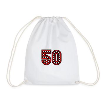 50. 50 YEARS. 50th ANNIVERSARY. 50 YEARS ANNIVERSARY. - Drawstring Bag - white - Front