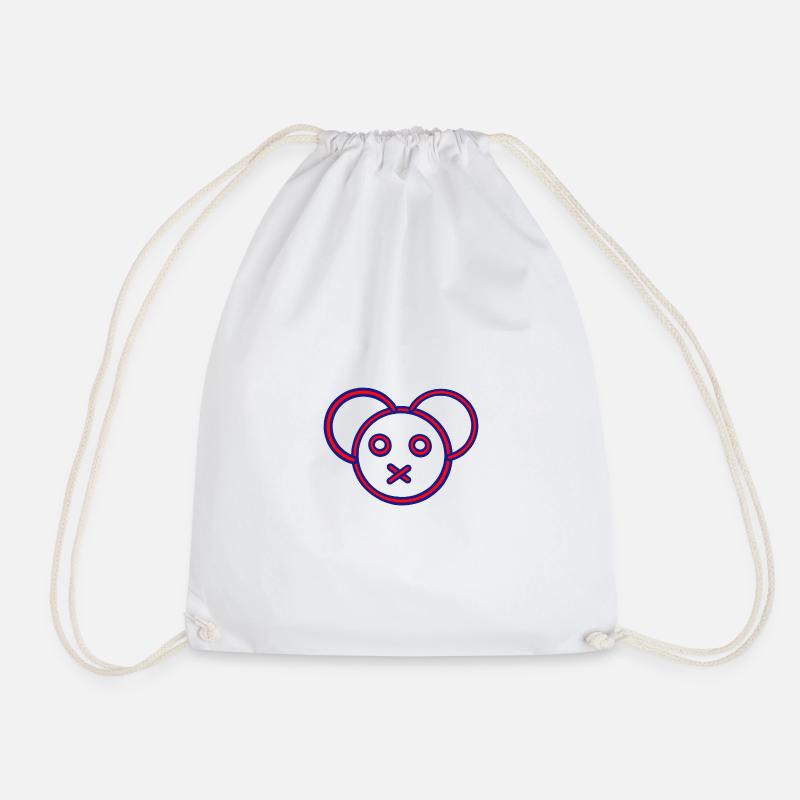 Neon Bear Head X-Mouth - Drawstring Bag - white