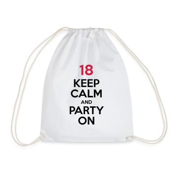 18 - Keep Calm and Party On - Drawstring Bag - white - Front