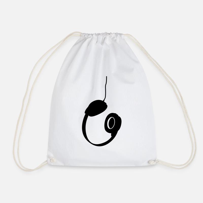 headphones - Drawstring Bag - white