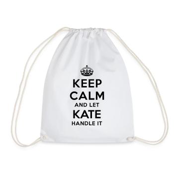 keep calm and let kate handle it - Drawstring Bag - white - Front