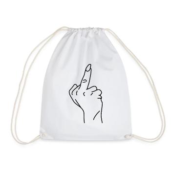 Middle finger - Drawstring Bag - white - Front