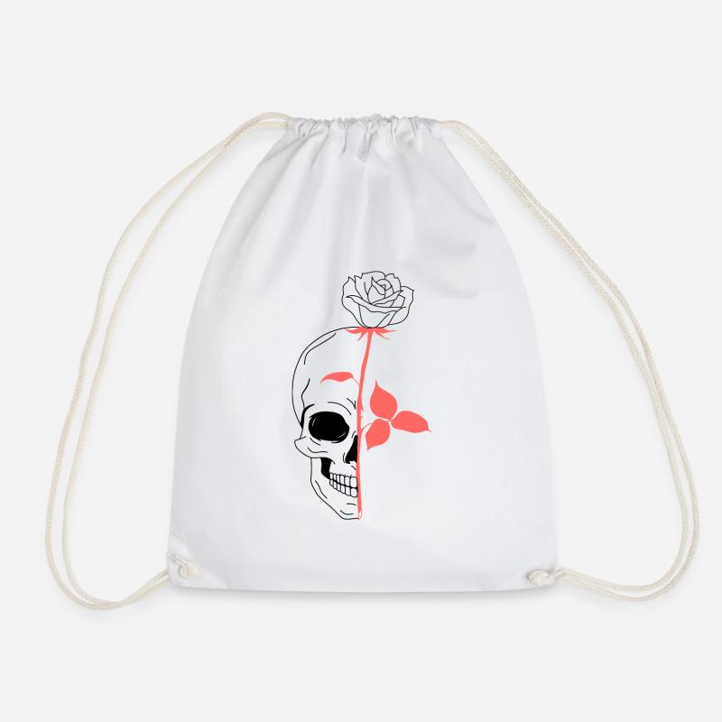 Rosa Totenkopf Totenkopf - Turnbeutel - Weiß