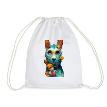 Dog, Australian cattle dog, blue heeler, - Drawstring Bag - white - Front