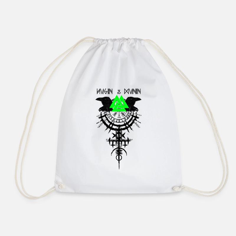Hugin et Munin Ravens Vikings et Celtes d’Odin - Sac de sport léger - blanc