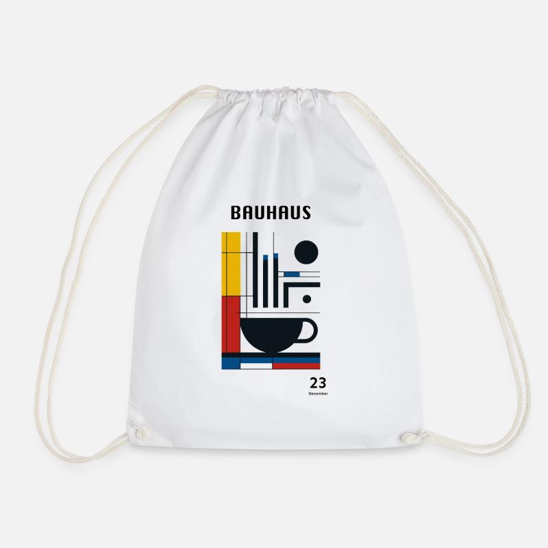 Bauhaus Kaffe Tasse Farben - Turnbeutel - Weiß