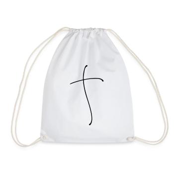 Plain Cross Line - Drawstring Bag - white - Front