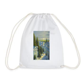 Winter sunset in a cozy village - Drawstring Bag - white - Front