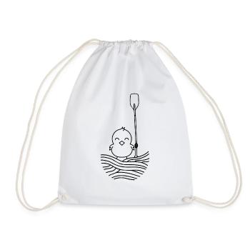 Cute rowing chick funny minimalist art - Drawstring Bag - white - Front