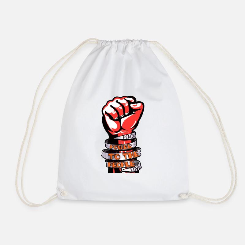 Power to the People - Fist Pump - Drawstring Bag - white