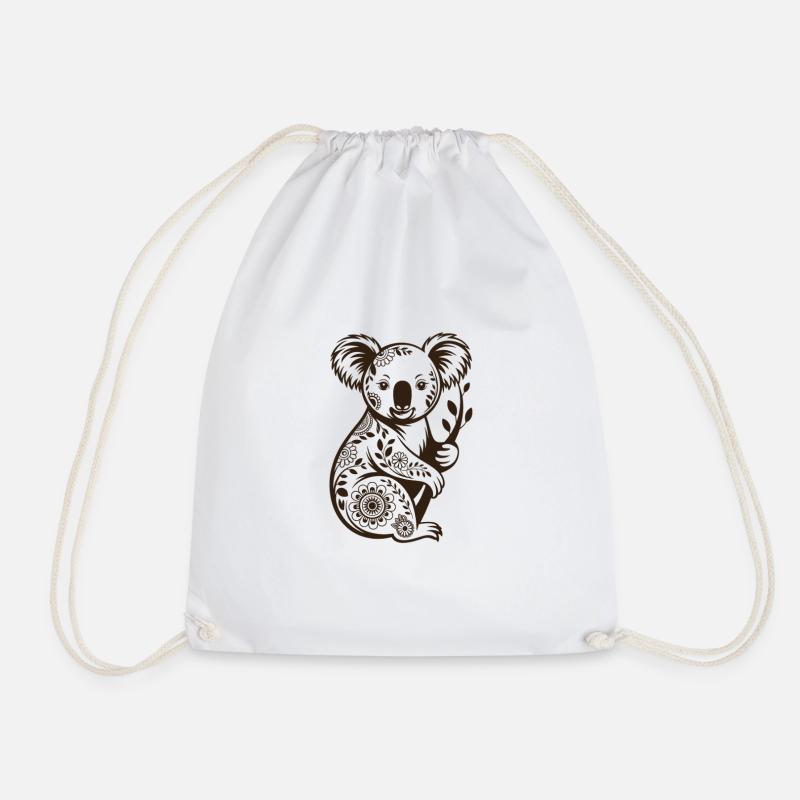 Ornate Koala Mandala Pattern Australia - Drawstring Bag - white
