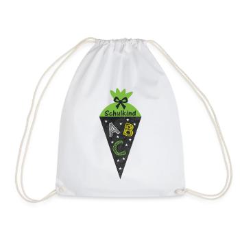 Enfant scolaire 2026 - Cône d’école dans le style tableau noir - vert - Sac de sport léger - blanc - Devant