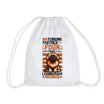 Fishing and Leonberger - Drawstring Bag - white - Front