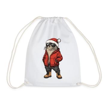 Robbe Tier Weihnachten Winter - Turnbeutel - Weiß - Vorne
