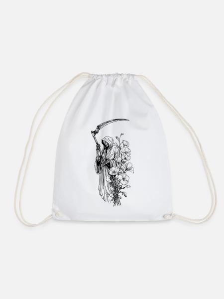 Death & Bloom Antwort auf Niemand – Skull Graphic Tee - Turnbeutel - Weiß