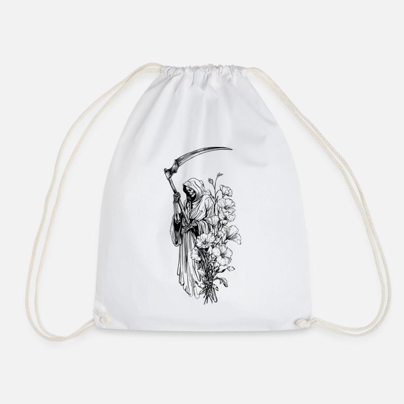 Death & Bloom Antwort auf Niemand – Skull Graphic Tee - Turnbeutel - Weiß