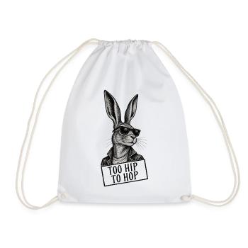 Too Hip to Hop – Cooler Hase mit Sonnenbrille - Turnbeutel - Weiß - Vorne