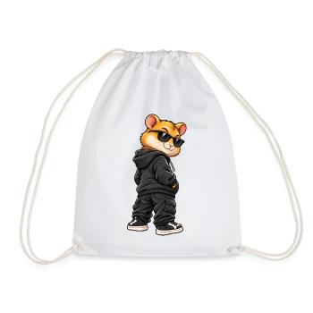 Goldhamster im Streetstyle-Gangster-Look - Turnbeutel - Weiß - Vorne