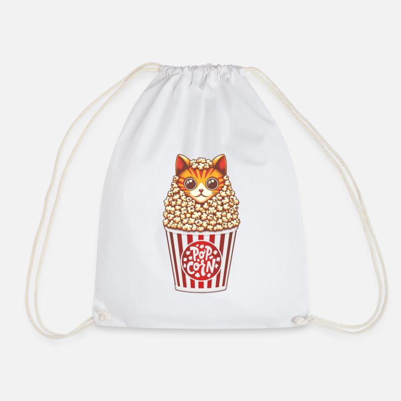 Popcorn Katze Anime - Turnbeutel - Weiß